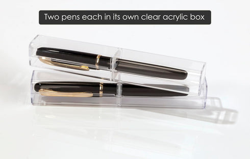 Better Office Products Executive Black Gel Pen, 2 Pack, Classic Business Pen with Removable Cap, Black 0.7mm Medium Point, Gold Accents, Individua...