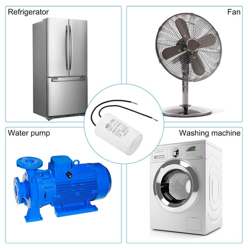 PATIKIL CBB60 35uF Running Capacitor,1Pcs AC 450V 50/60Hz Cylinder Bottom with 2 Wires 12cm for Washing Machine,Water Pump Motor Star,1.64 x 2.73i...