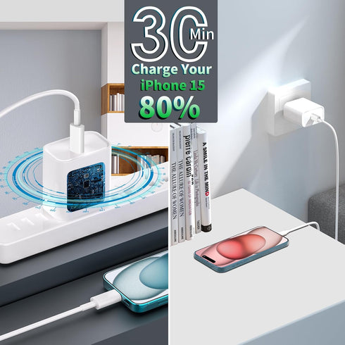 ?MFi Certified?iPhone 15 Charger Fast Charging, Stuffcool 2Pack 20W PD USB-C Power Adapter Type-C Wall Charger + 2Pack 10FT Long Type-C Cable for ...