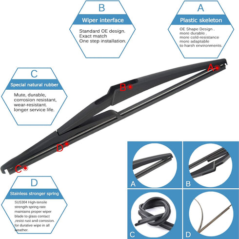 Rear Windshield Wiper Blade Arm Set Replacement For Nissan Rogue 2014-2018/2013-2018 Nissan Pathfinder, Rear Wiper Blade Arm-Factory OEM Style OE#...