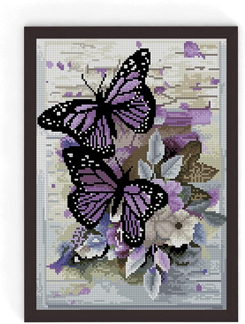 WUSARPLY Stamped Cross Stitch Kits,Flowers Needlepoint Butterfly Counted Cross Stitch Kits for Adults Beginners,Full Range of Cross-Stitch Stamped...
