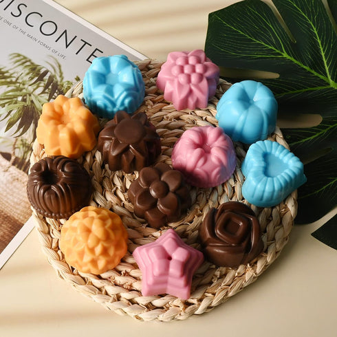 Sakolla 3 Pack Chocolate Flowers Silicone Molds 12 Cavity Flowers Heart Shape Candy Cake Molds for Baking, Cupcake, Jelly, Ice Cube, Muffin...