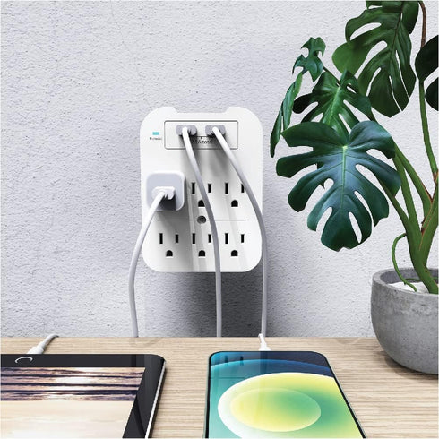 Multi Plug Surge Protector, 6 Outlet with 2 USB A and C Charging Ports 2.4 A ETL Certified Tech2 Multi Outlet for Home, School, Office......
