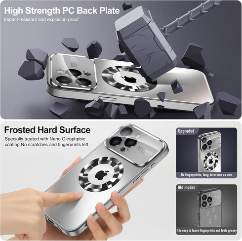 MANLENO Magnetic for iPhone 15 Pro Max Case Magsafe with Full Window Cover Camera Lens Protector Logo View Scratch Resistant Frosted Slim Shockpro...