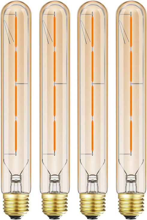 Leools Vintage LED Filament Bulb T10, 8.9inch Long Tubular Dimmable Edison Light Bulbs,E26 Base,Amber Glass,Warm White,2700K, 400LM(40W Equivalent...
