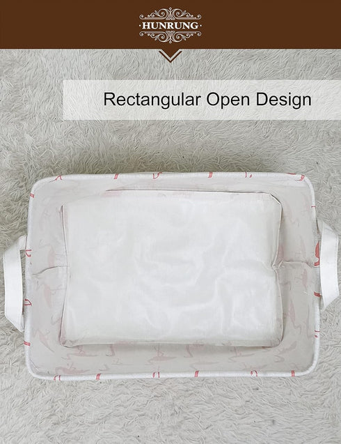 HUNRUNG Rectangle Storage Basket Cute Canvas Organizer Bin for Pet/Children Toys, Books, Clothes Perfect for Rooms/Playroom(Rectangle Flamingo)...