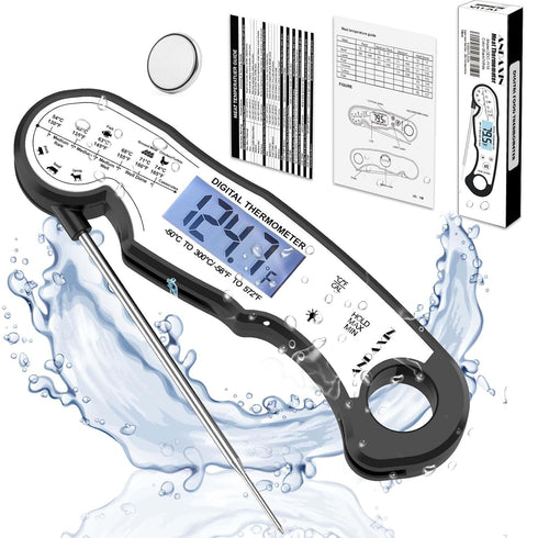 Digital Instant Read Meat Thermometer Digital for Grilling and Cooking - ANDAXIN Waterproof Ultra-Fast Thermometer with Backlight&Calibration&Fold...