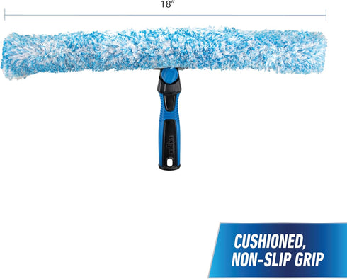 Unger Professional 18" Swivel Window Scrubber Washer for Glass and Window Cleaning, Commercial & Residential Use, Microfiber Sleevee with Scrub Zo...