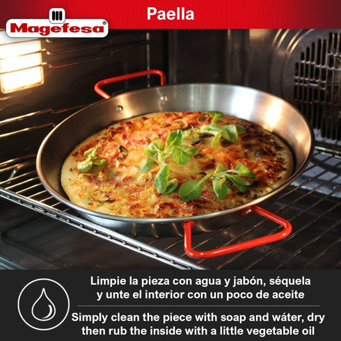 MAGEFESA® Carbon - paella pan 9 in - 23 cm and 1 Servings, made in Carbon Steel, with dimples for greater resistance and lightness, ideal for cook...