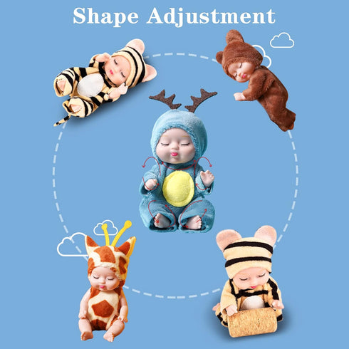ONEST 6 Sets 4 Inch Dolls Cute Baby Dolls Include 6 Pieces Baby Mini Dolls, 6 Sets Handmade Doll Clothes...