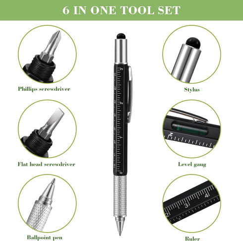 40 Pieces 6 in 1 Ballpoint Pen Multi-function Screwdriver Pen Multi-tool Pen with Ruler Level Gauge and 40 Pieces Black Ink Refills...