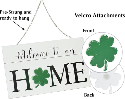 Door Sign Seasonal - Rustic Wood Door Hanging Holiday Sign - Welcome Sign for Front Door Porch - 9 Changeable Pieces Halloween, Christmas, Thanksg...