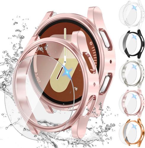 Tensea [5+5Pack for Samsung Galaxy Watch 7 Screen Protector Case 44mm Accessories, Hard PC Bumper/HD Anti-Fog Tempered Glass Protective Film, Face...
