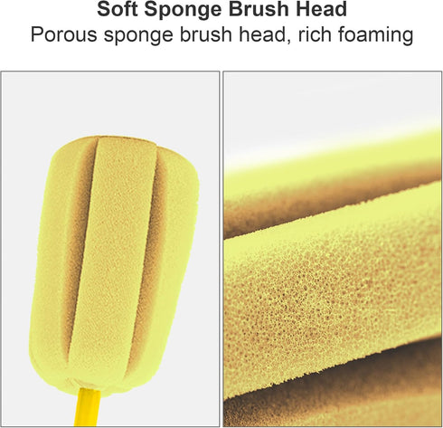 4PCS Yellow Soft Sponge Bottle Cleaning Brush Plastic Handle Cup Brush Scrubber Washing Brush vase Bottle Pot Cleaner?2 Size 10”15”?...