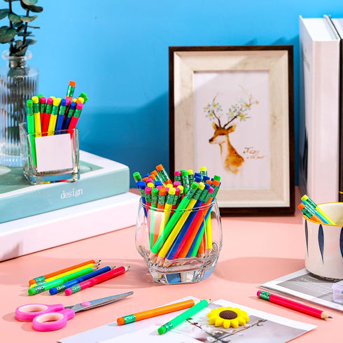 80 Pcs Mini Pencils with Eraser Golf Pencils 2 HB Half Pencils 4 Inch Half Pencils Hexagon Pre-sharpened Color Pencils for Bridal Wedding Classroo...