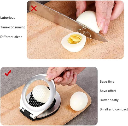 Egg Slicer, BIBURY Egg Slicer for Hard Boiled Eggs, Heavy Duty Egg Cutter for Egg Strawberry Mushroom Soft Fruit, Stainless Steel Wire with 3 Slic...