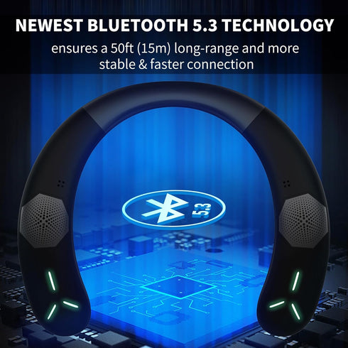 Neckband Bluetooth Speaker, Neck Speaker Bluetooth Wireless with True 3D Stero Sound, Wearable Speaker with Dynamic GRB & AUX, Portable Soundwear ...