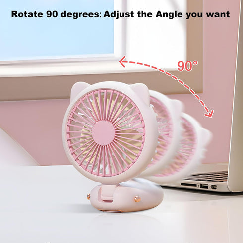 Handheld Fan Mini, Cute Hand Fan Portable, Powerful USB Rechargeable Fan with 4 Speeds and LED Display for Kids Women, Battery Small Electric Hand...