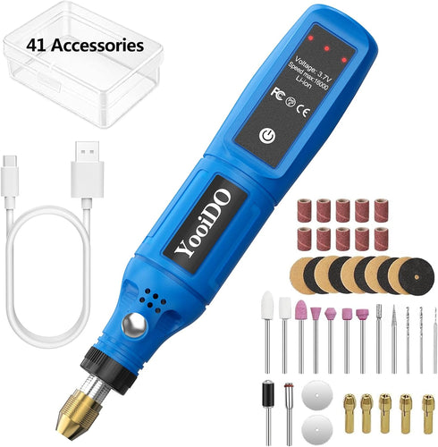 Mini Cordless Rotary, mini drill,3-Speed 3.7V rechargeable Kit with 41 Accessories, 16000rpm Multi-Purpose Power Tool for Sanding, Polishing, Grin...
