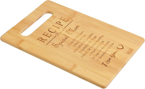 Mother's Day Recipe Mothers Gift Special Love Heart Mom Birthday Bamboo Cutting Board Gifts(MOM-1)...