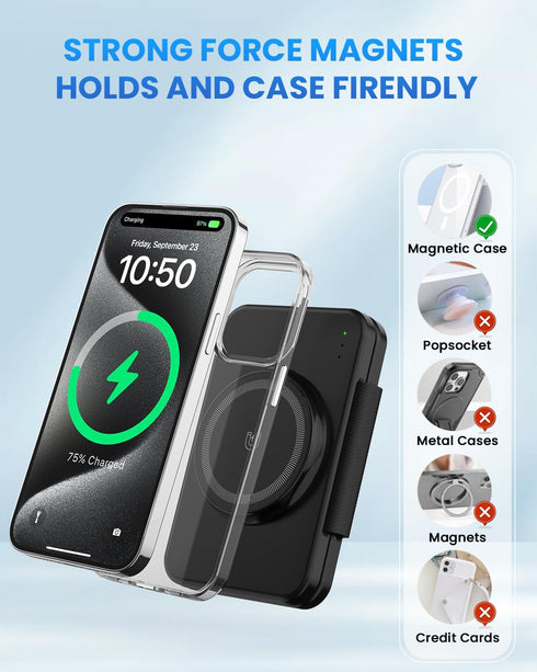 JoyGeek Magnetic Wireless Charging Station for Apple Devices, 3 in 1 Foldable Charger Stand for MagSafe,Compatible with iPhone 15/14/13/12 Series,...