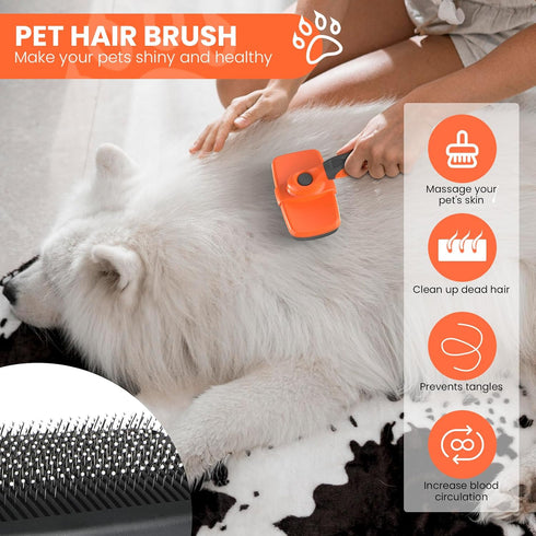Self-Cleaning Slicker Brush for Dogs & Cats | Grooming Brush for Shedding | Skin-Friendly Dog & Cat Grooming | Deshedding Brush | Hair Brush for P...