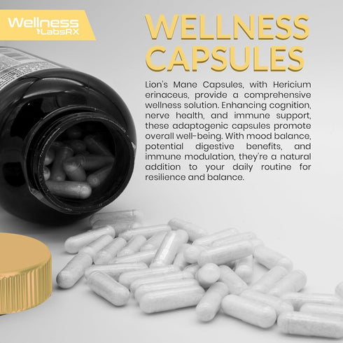 Lions Mane Supplement Capsules - 120 Count - Mushroom Supplement, Brain Supplements for Memory and Focus, Lion's Mane Mushroom Capsules - Cognitiv...
