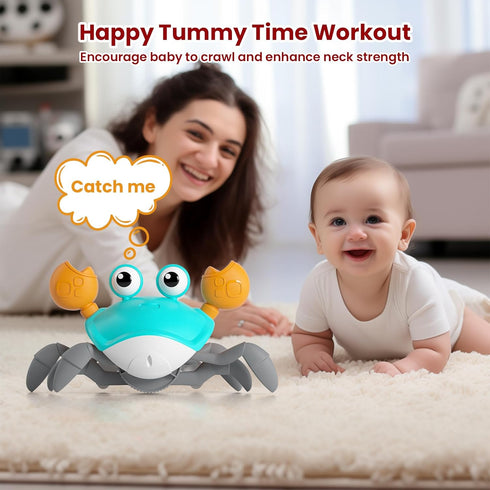 Crawling Crab Baby Toy - Infant Tummy Time Crab 3 4 5 6 7 8 9 10 11 12 Crab Toys for Babies Boy 3-6 6-12 Learning Crawl 9-12 12-18 36 Months Walki...