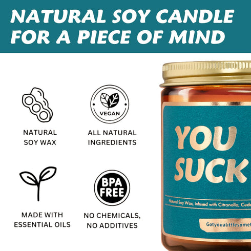 Citronella Candle for Indoor or Outdoor Use | Keeps Away Mosquito, Bugs, Pests, Flies | Funny Patio Garden Home Decor Gift Idea | Scent: Citronell...