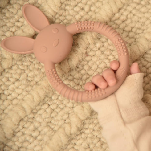 Silicone Baby Bunny Teething Toys - Silicone Teether Toys for Babies 0-6 Months - Cute Animal-Shaped Teething Relief, Easy to Clean Teething Ring ...