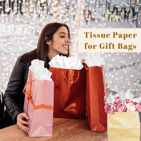 KASBEE White Tissue Paper Bulk, 100 Sheets 20”x14” Gift Wrapping Tissue Paper for Gift Bags Crafts Projects Wedding Birthday Anniversary Showers A...