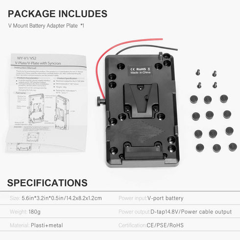 Fomito V Mount V-Lock D-tap BP Battery Plate Adapter, 14.4V to 16.8V D-tap Output...