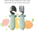 Lulyboo Silverware Utensils, Easy- Grip Handles, Self Feeding Baby & Toddler Stainless Steel Spoon & Fork Set, Ivory...