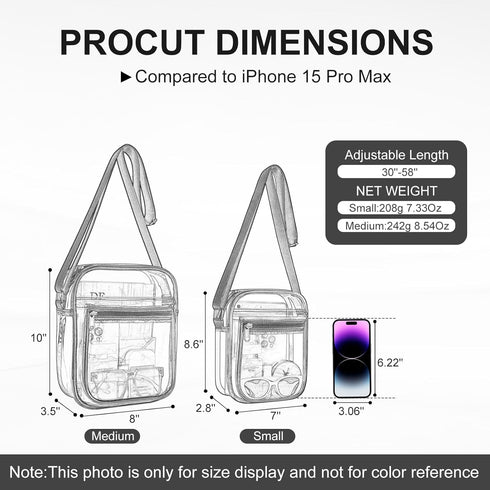USPECLARE Clear Purse Bag for Stadium Events Clear Messenger Bag for Men and Women...