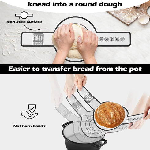 4 PCS sourdough silicone bread sling for dutch oven sourdough bread proofing mat baking supplies Non-Stick & Easy Clean extra long Handles Reusabl...