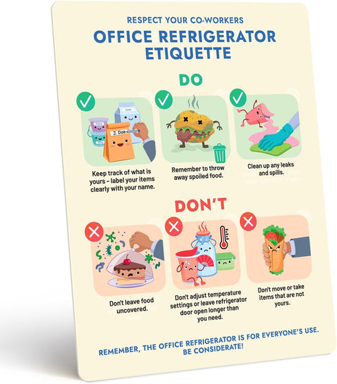 Office Refrigerator Etiquette Guide - Magnetic Signs for Refrigerator to Promote Respectful Behavior - Cute Office Supplies & Office Accessories -...