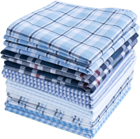 Mens Handkerchiefs 100% Cotton Plaid Handkerchiefs Classic Pocket Squares Set Gift Set 12PCS...