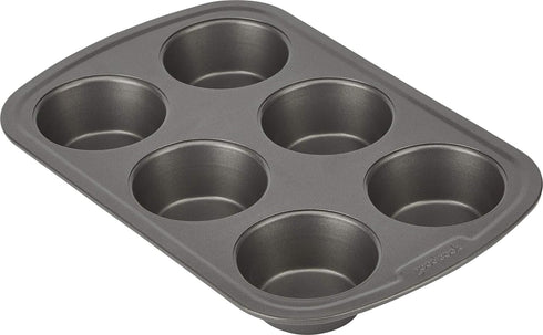GoodCook Everyday Nonstick Steel Muffin Pan, 6 cup, Gray...