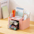 Desk Organizer with 2 Drawers, Office Supplies Organizer for Desk, Cute Desk Accessories with Plastic, Pen Holder for Desk Countop, Pink...