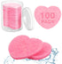 100 Pieces Compressed Facial Sponges for Estheticians, Pink Heart Face Sponges for Cleansing and Exfoliating Natural Reusable Sponges for Facials ...