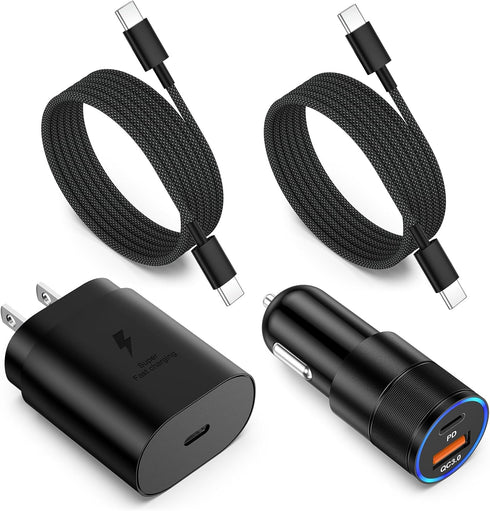 Car Charger Fast Charging Type C, Excgood Super Fast Charger Kit Set 25W USB C Wall Charger Adapter for Galaxy S24 Ultra S23 FE S22 S20 A54 A53 A1...