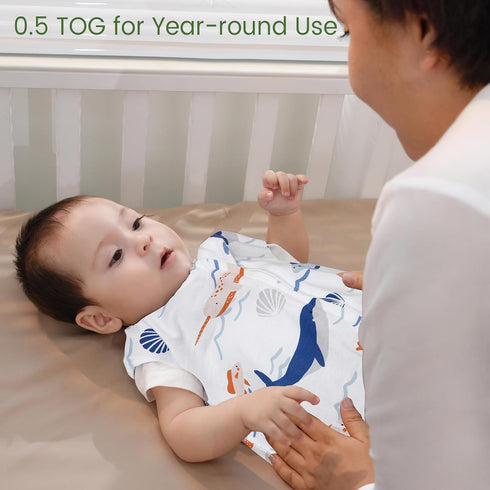 david's kids 2 Pack Baby Sleep Sack 6-12 Months, Rayon Derived from Bamboo?Soft Cooling Sleep Sacks for Summer, TOG 0.5 Baby Wearable Blankets wit...