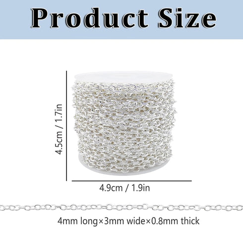 60 Feet Metal Iron Necklace Chains 3mm Bulk Curb Link Chain for Jewelry Making DIY Craft Supplies (Silver and Gold)...