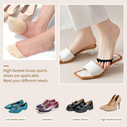 4 Pairs Metatarsal Pads Ball of Foot Cushions Honeycomb Fabric Forefoot Pads for Women High Heels Shoes Foot Pads Invisible Soft Toe Pads Reusable...