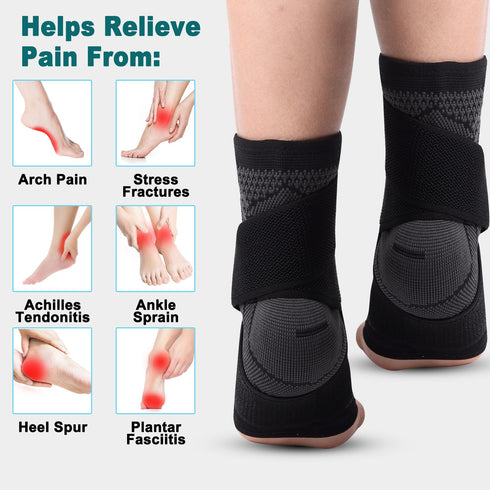 Ankle Brace, Achilles & Plantar Fasciitis Relief Compression Sleeve, Foot Brace with Ankle Support Strap for Women and Men, Heel Protector Wrap fo...