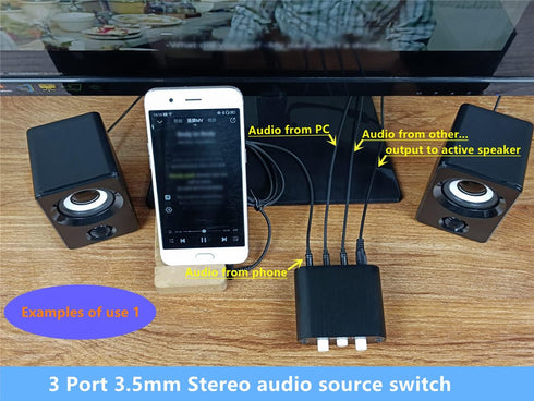 New D3 3(1)-in-1(3)-Out 3.5mm Stereo Audio Switch Source Input Signal switcher selector Splitter Box Mini...