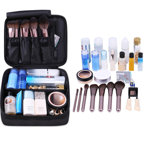 Narwey Travel Makeup Bag Large Cosmetic Bag Makeup Case Organizer for Women (Black-New)...