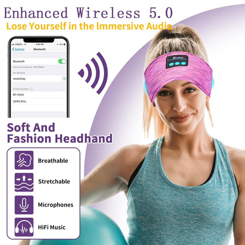 Bluetooth Headphones, Sleep Headphones Headband Wireless for Sleeping Side Sleepers - Adjustable Sleep Headphone, and Bluetooth Headbands for Wome...