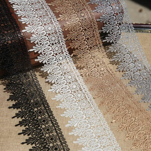 9CM Width Europe Chips Pattern Inelastic Embroidery Lace Trim,Curtain Tablecloth Slipcover Bridal DIY Clothing/Accessories.(4 Yards in one Package...