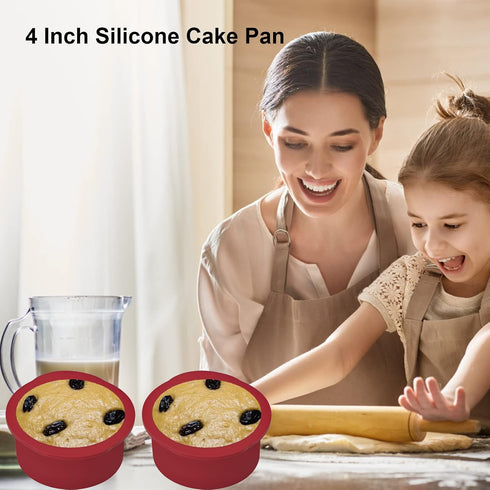 4 inch Silicone Round Cake Pans Set of 4, Non-stick Easy Releasing Mini Cake Pans, Flexible BPA Free Silicone Baking Mold Pans for Layer Cake, Min...